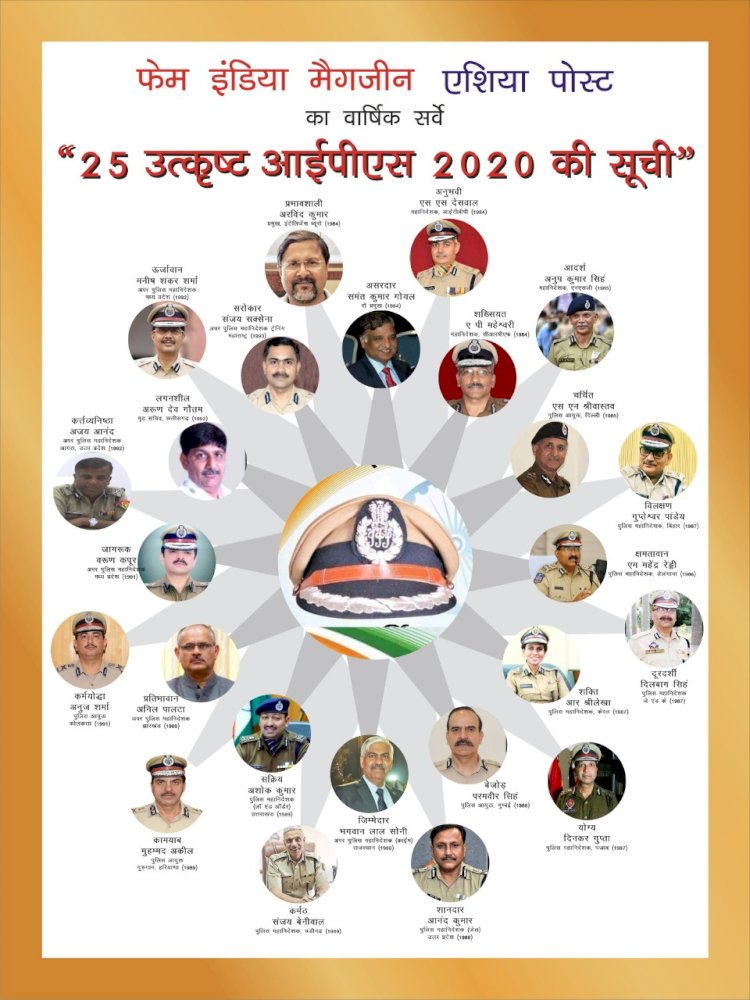 फेम इंडिया - एशिया पोस्ट "अमन चैन के लिए प्रतिबद्ध उत्कृष्ट आईपीएस" सर्वे  2020